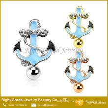 Reverse Anchor Enamel Belly Ring Top - Down Navel Buckle Barbell